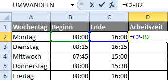 Zeiteinheiten umrechnen in Excel